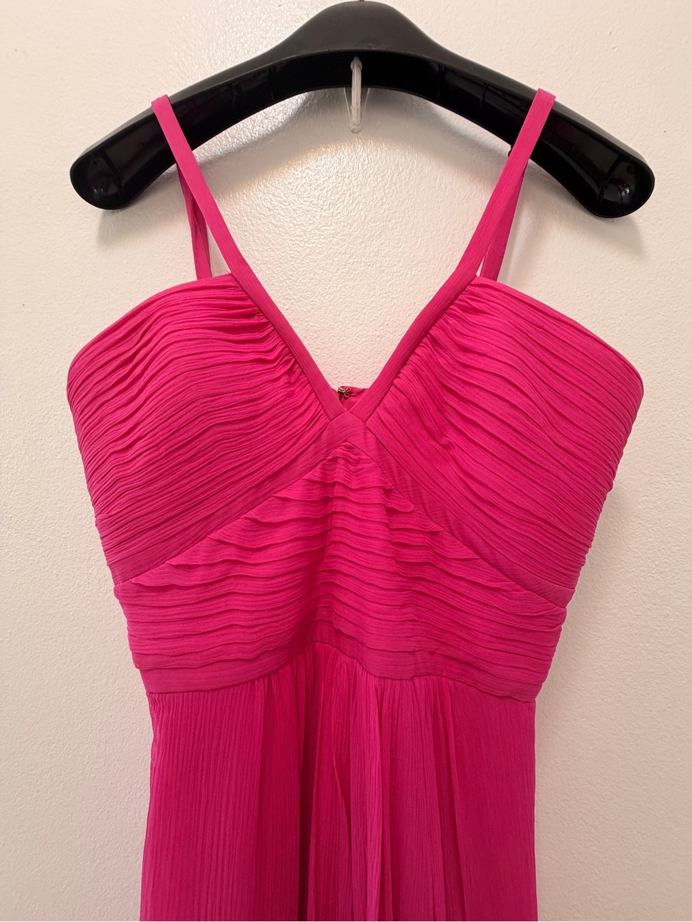 BCBGMAXAZRIA Hot Pink Y2K Ruched Prom Formal Maxi Dress Size 6